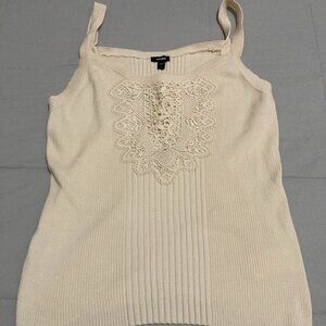 EXPRESS Lace Pieced Fitted Ribbed Scoop Neck Sweater Tank NWOT